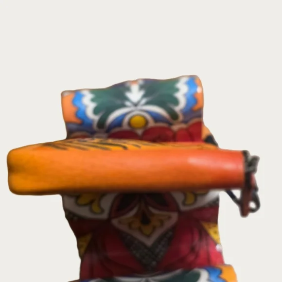 Anuschka Artistic Orange Key Holder Pouch EUC - Picture 7 of 8